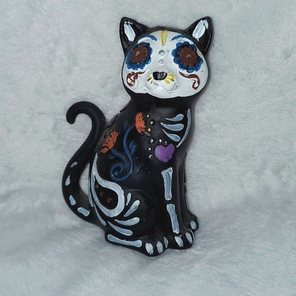 Day of the Dead Sugar Sugar Skull Cat Figurines Pair of Two - Picture 3 of 8
